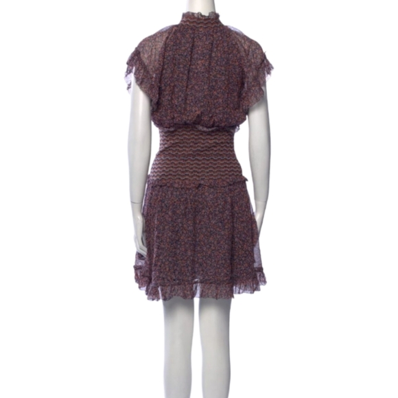 Jonathan Simkhai Serena Floral Mini Dress Size 4 Silk Burgandy and Navy - Picture 4 of 10